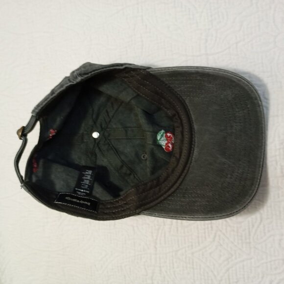 Brandy Melville Cherry Embroidered Washed Black Baseball Cap One Size - Picture 4 of 8